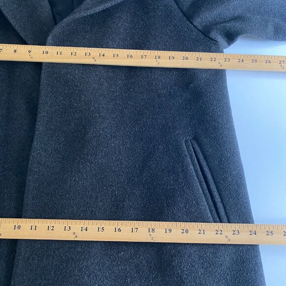 Fleurette Cashmere Merino Wool Coat Size 10 Charcoal Gray Open Front Pockets - Picture 10 of 11